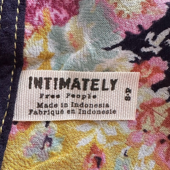 Free People Floral Navy and Mustard Mini Dress - Picture 7 of 9